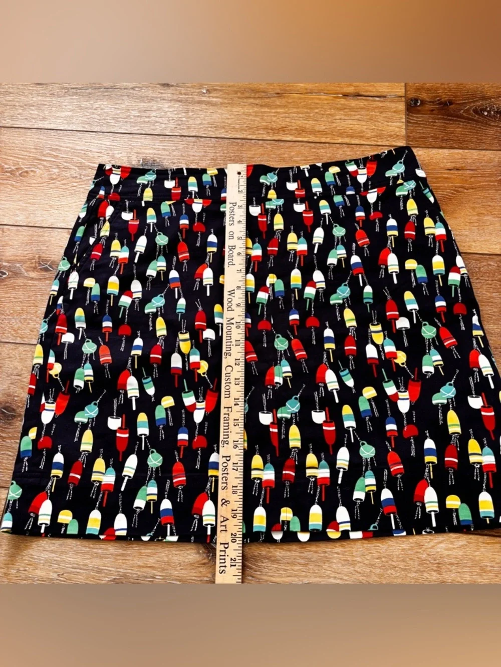 Talbots Size 16p Mini Skirt Nautical Fishing Buoy Novelty Print Comfort Stretch